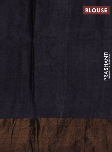 Lavender & Black Pure Tussar Printed Silk Saree
