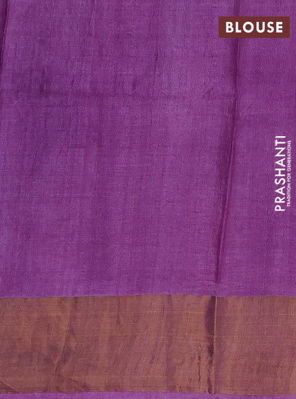 Cs Blue & Purple Pure Tussar Printed Silk Saree