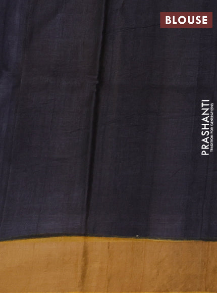 Off White & Yellow Pure Tussar Printed Silk Saree
