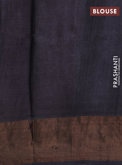 Off White & Grey Pure Tussar Printed Silk Saree