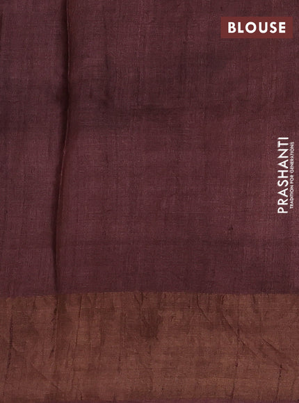 Off White & Yellow Brown Pure Tussar Printed Silk Saree