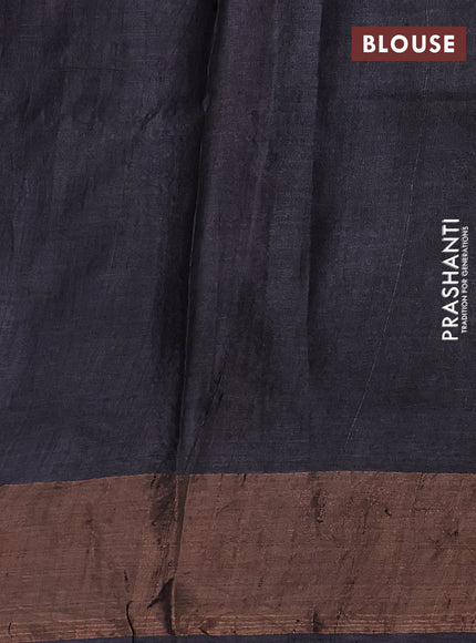 Off White & Red Grey Pure Tussar Printed Silk Saree