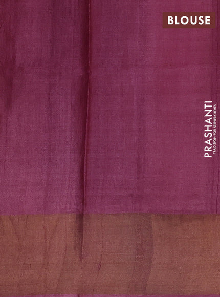 Off White & Wine Pure Tussar Printed Silk Saree