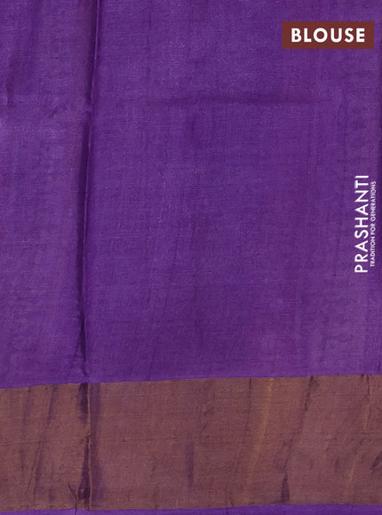 Off White & Lavender Pure Tussar Printed Silk Saree