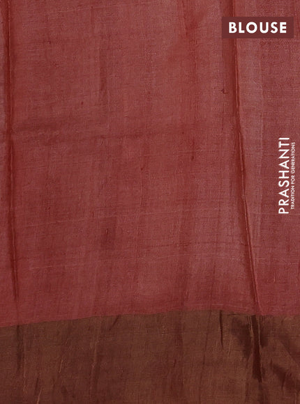 Off White & Rust Pure Tussar Printed Silk Saree