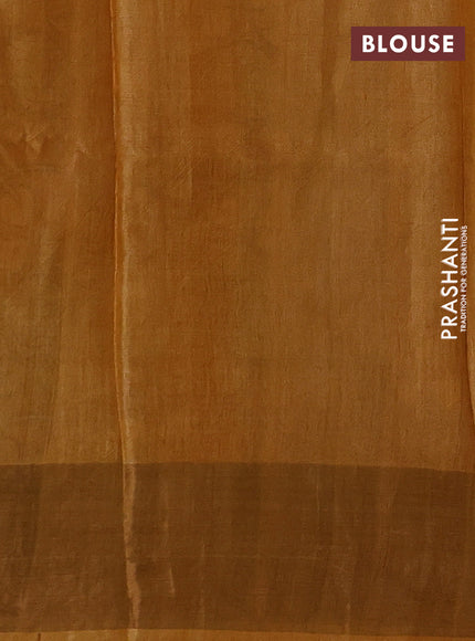 Rust & Mustard Yellow Pure Tussar Printed Silk Saree