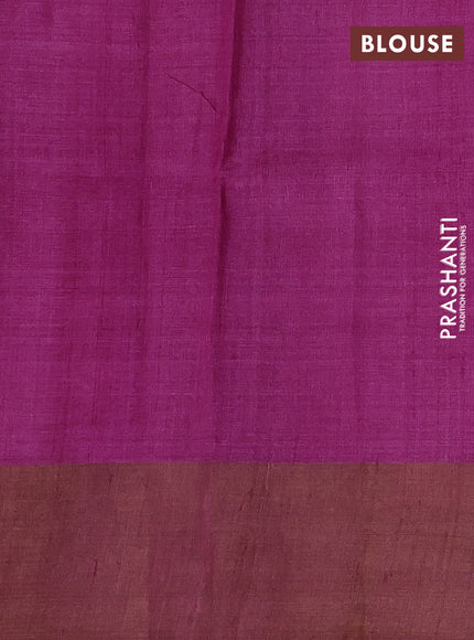 Beige & Pink Pure Tussar Printed Silk Saree