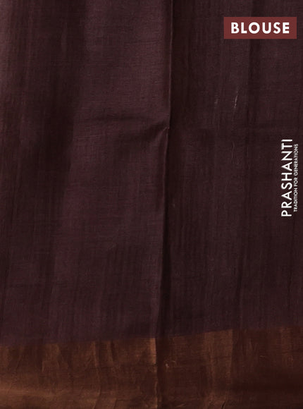 Beige & Brown Pure Tussar Printed Silk Saree