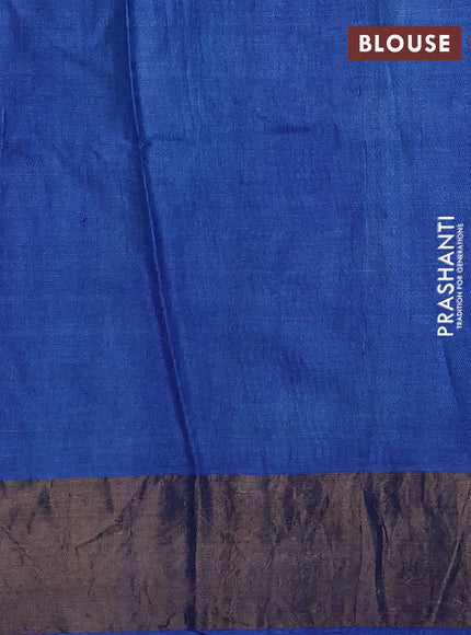 Cs Blue & Blue Pure Tussar Printed Silk Saree