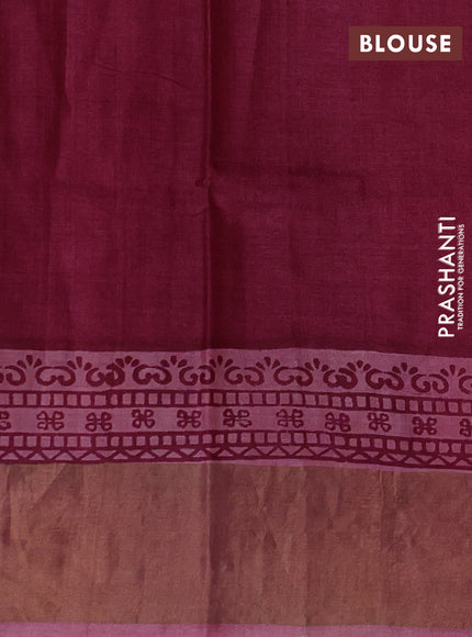 Pink & Magenta Pink Pure Tussar Printed Silk Saree