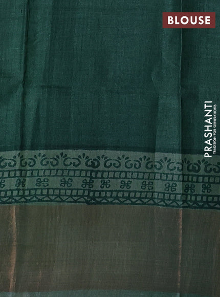 Light Green & Green Pure Tussar Printed Silk Saree