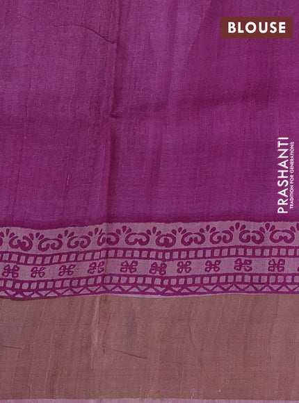 Mauve Pink & Pink Pure Tussar Printed Silk Saree