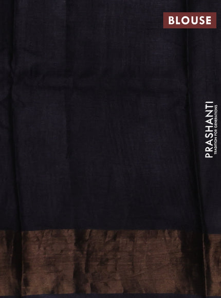 Black & Beige Pure Tussar Printed Silk Saree