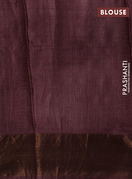 Brown & Beige Pure Tussar Printed Silk Saree
