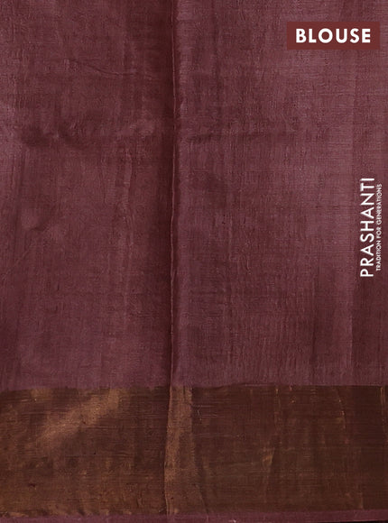 Brown & Beige Pure Tussar Printed Silk Saree