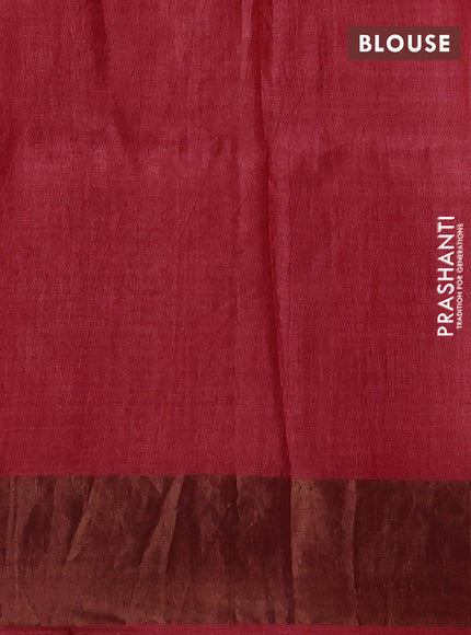 Red & Beige Pure Tussar Printed Silk Saree