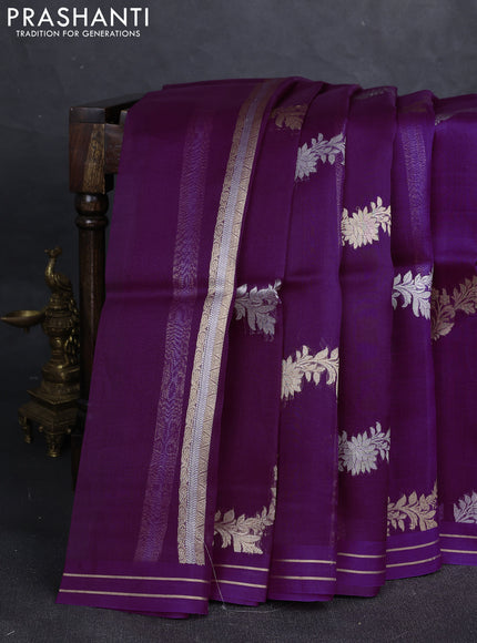Purple Banarasi Organza Silk Saree -Zari Weaves