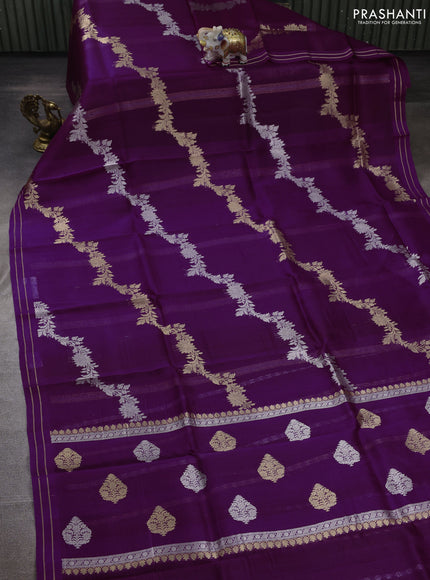 Purple Banarasi Organza Silk Saree -Zari Weaves