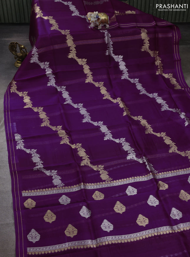 Purple Banarasi Organza Silk Saree -Zari Weaves