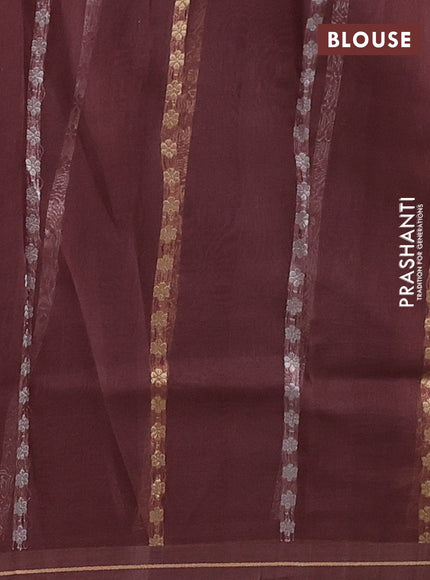 Brown Banarasi Organza Silk Saree - Zari Weaves