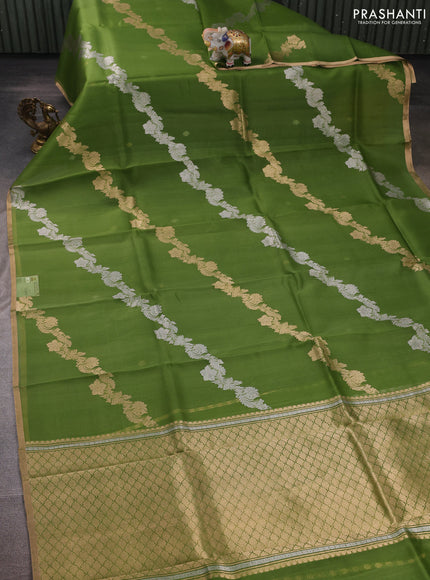 Green Banarasi Organza Silk Saree - Zari Weaves