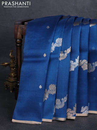 Peacock Blue Banarasi Organza Silk Saree -Zari Weaves