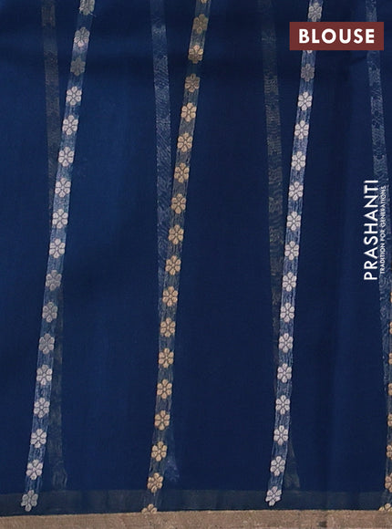 Peacock Blue Banarasi Organza Silk Saree -Zari Weaves