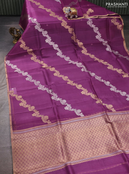 Purple Banarasi Organza Silk Saree -Zari Weaves