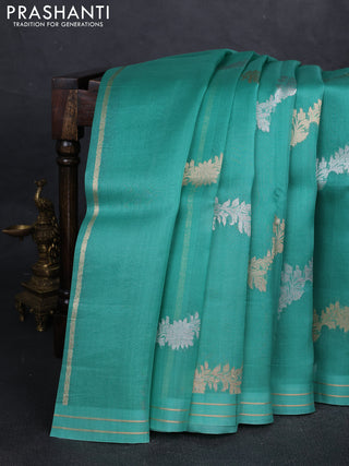 Teal Green Banarasi Organza Silk Saree -Zari Weaves
