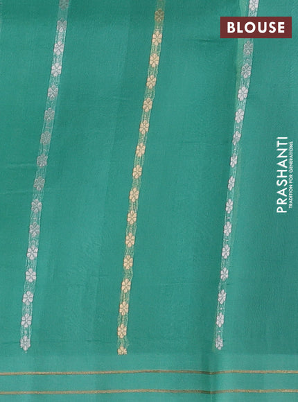 Teal Green Banarasi Organza Silk Saree -Zari Weaves