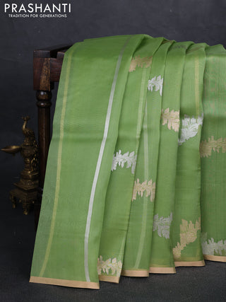 Pista Green Banarasi Organza Silk Saree -Zari Weaves