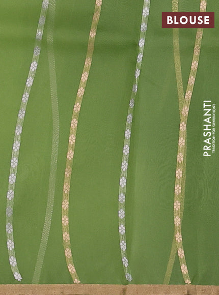Pista Green Banarasi Organza Silk Saree -Zari Weaves