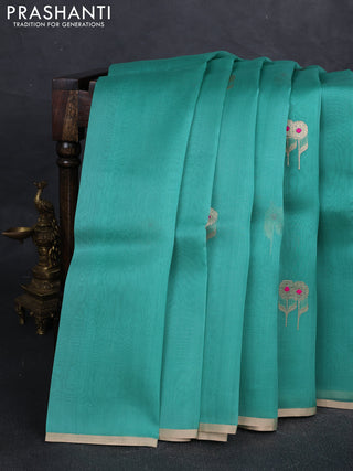 Teal Green Banarasi Organza Silk Saree - Buttas
