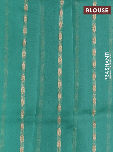 Teal Green Banarasi Organza Silk Saree - Buttas