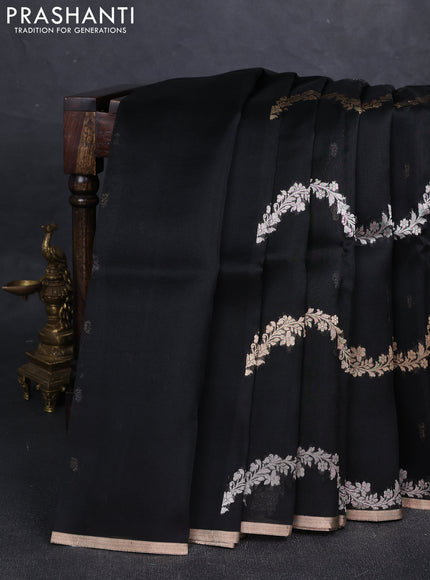 Black Banarasi Organza Silk Saree - Zari Weaves