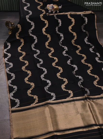 Black Banarasi Organza Silk Saree - Zari Weaves