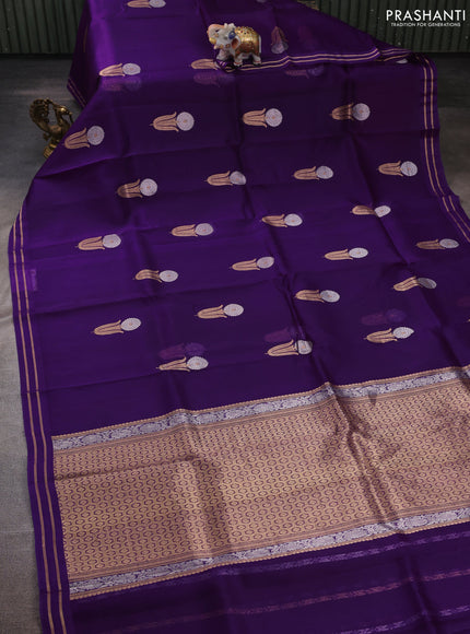 Violet Banarasi Organza Silk Saree - Buttas