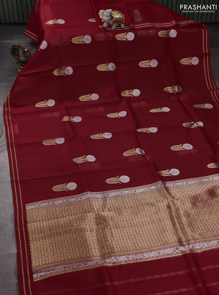 Red Banarasi Organza Silk Saree - Buttas