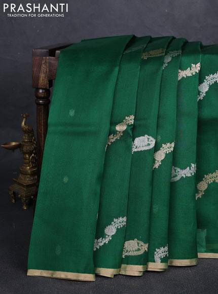 Green Banarasi Organza Silk Saree - Buttas