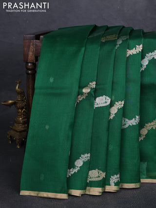 Green Banarasi Organza Silk Saree - Buttas