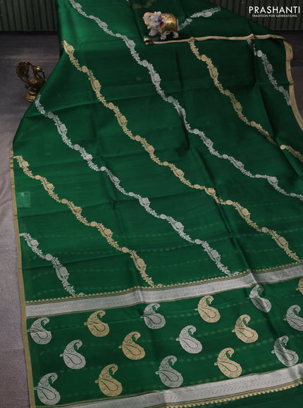 Green Banarasi Organza Silk Saree - Buttas
