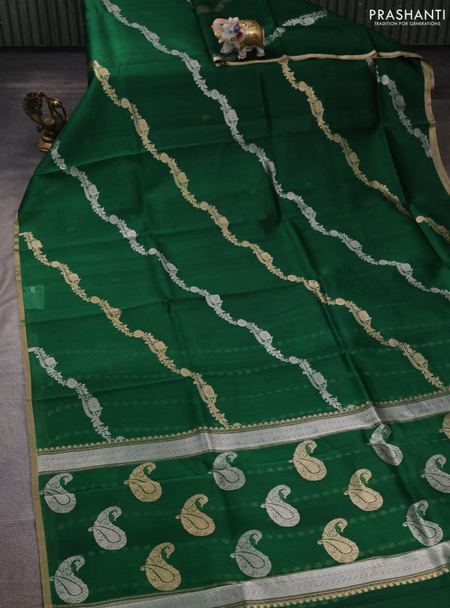 Green Banarasi Organza Silk Saree - Buttas