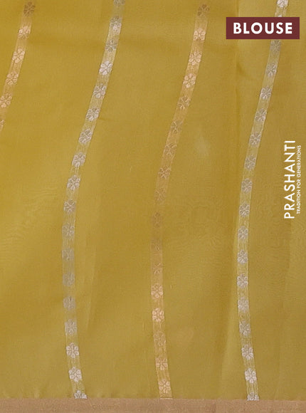 Pale Yellow Banarasi Organza Silk Saree - Buttas