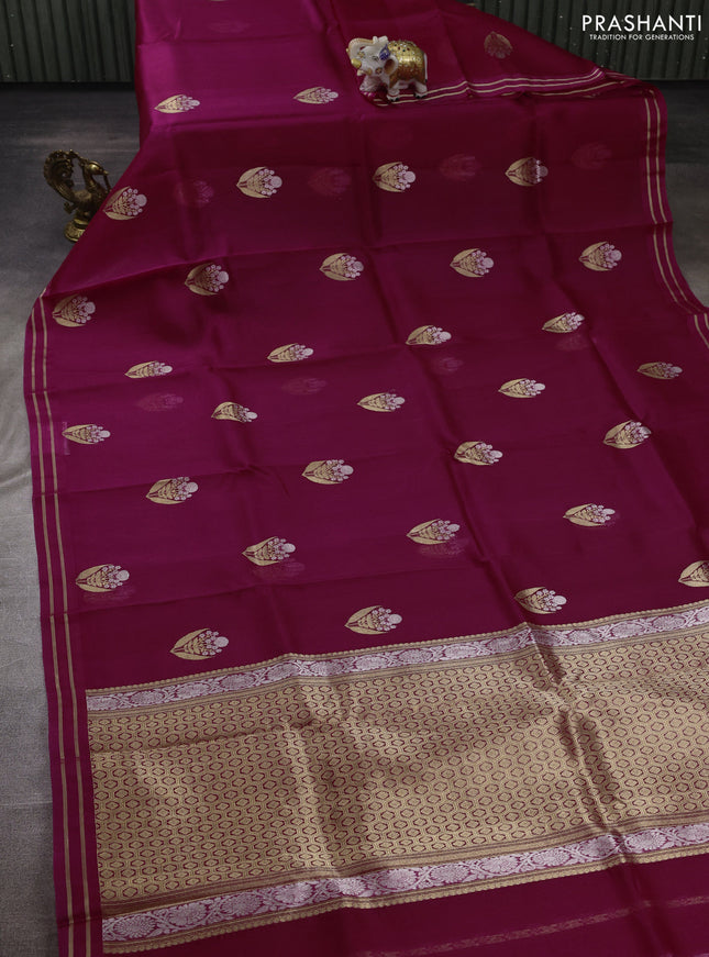 Pink Banarasi Organza Silk Saree - Buttas