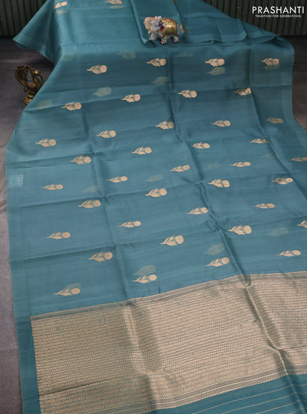 Pastel Blue Banarasi Organza Silk Saree - Buttas
