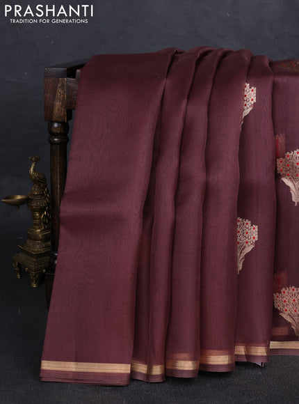Brown Banarasi Organza Silk Saree - Buttas