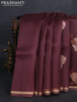 Brown Banarasi Organza Silk Saree - Buttas
