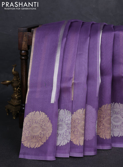 Lavender Banarasi Organza Silk Saree - Buttas