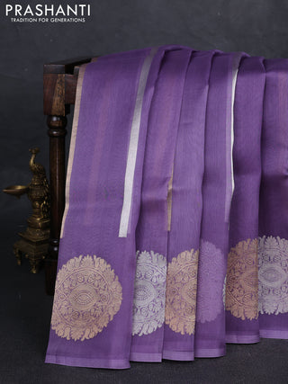 Lavender Banarasi Organza Silk Saree - Buttas