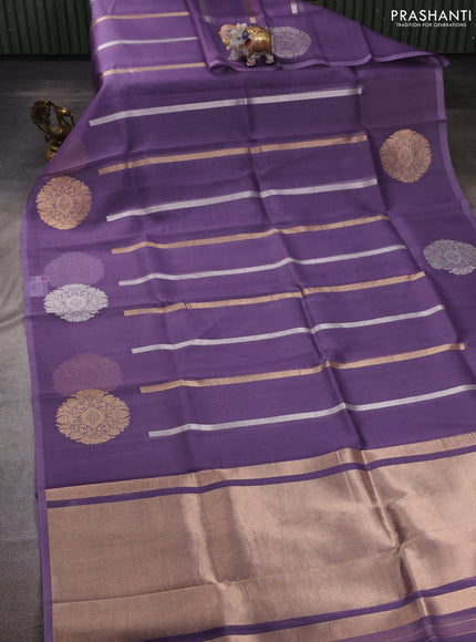 Lavender Banarasi Organza Silk Saree - Buttas